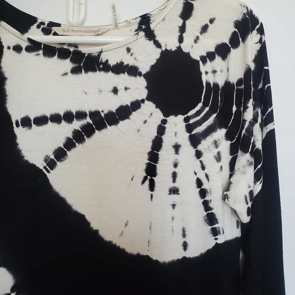 SOFT SURROUNDINGS TUNIC TIE DYE BOHO BLACK & WHITE LONG SLEEVE WOMENS (XS) - Picture 5 of 10